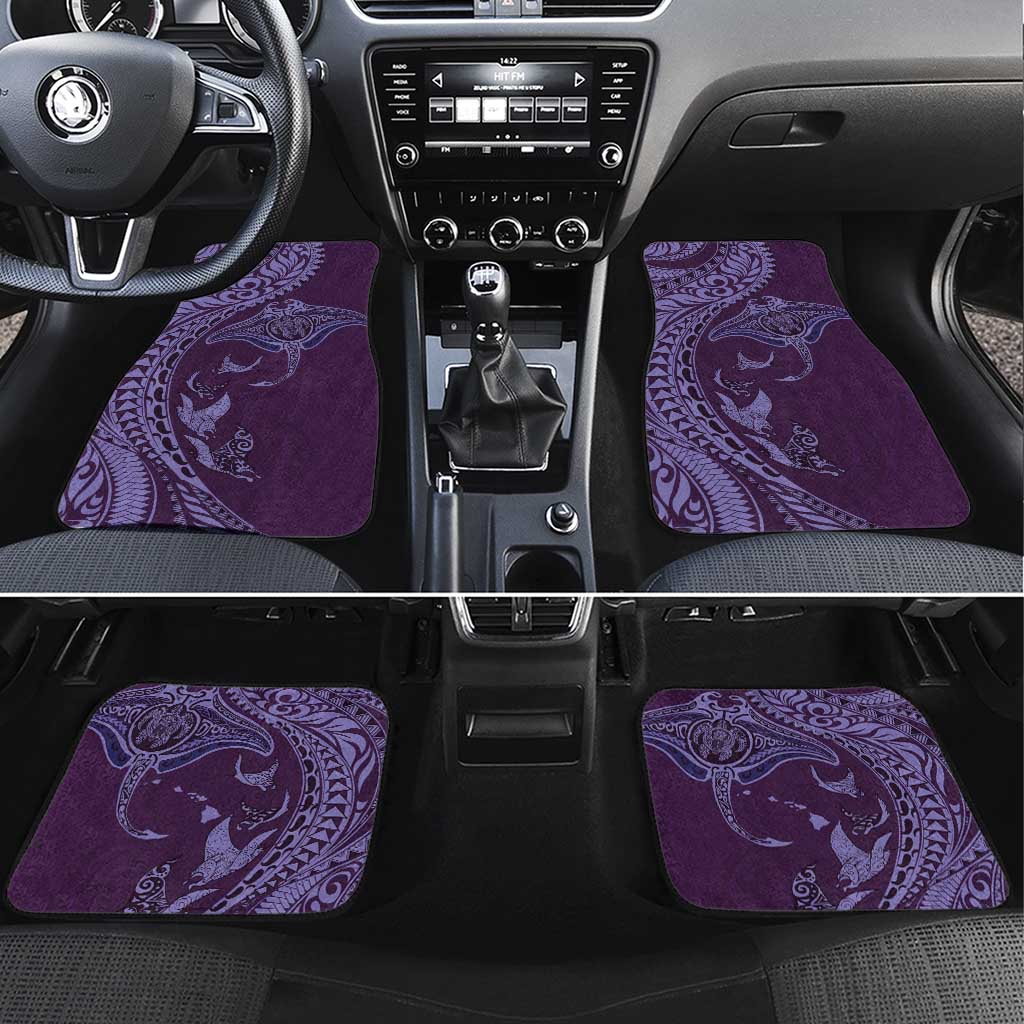 Hawaiian Manta Ray and Polynesian Tribal Tattoo Car Mats Purple Color LT03 Set 4pcs Purple - Polynesian Pride
