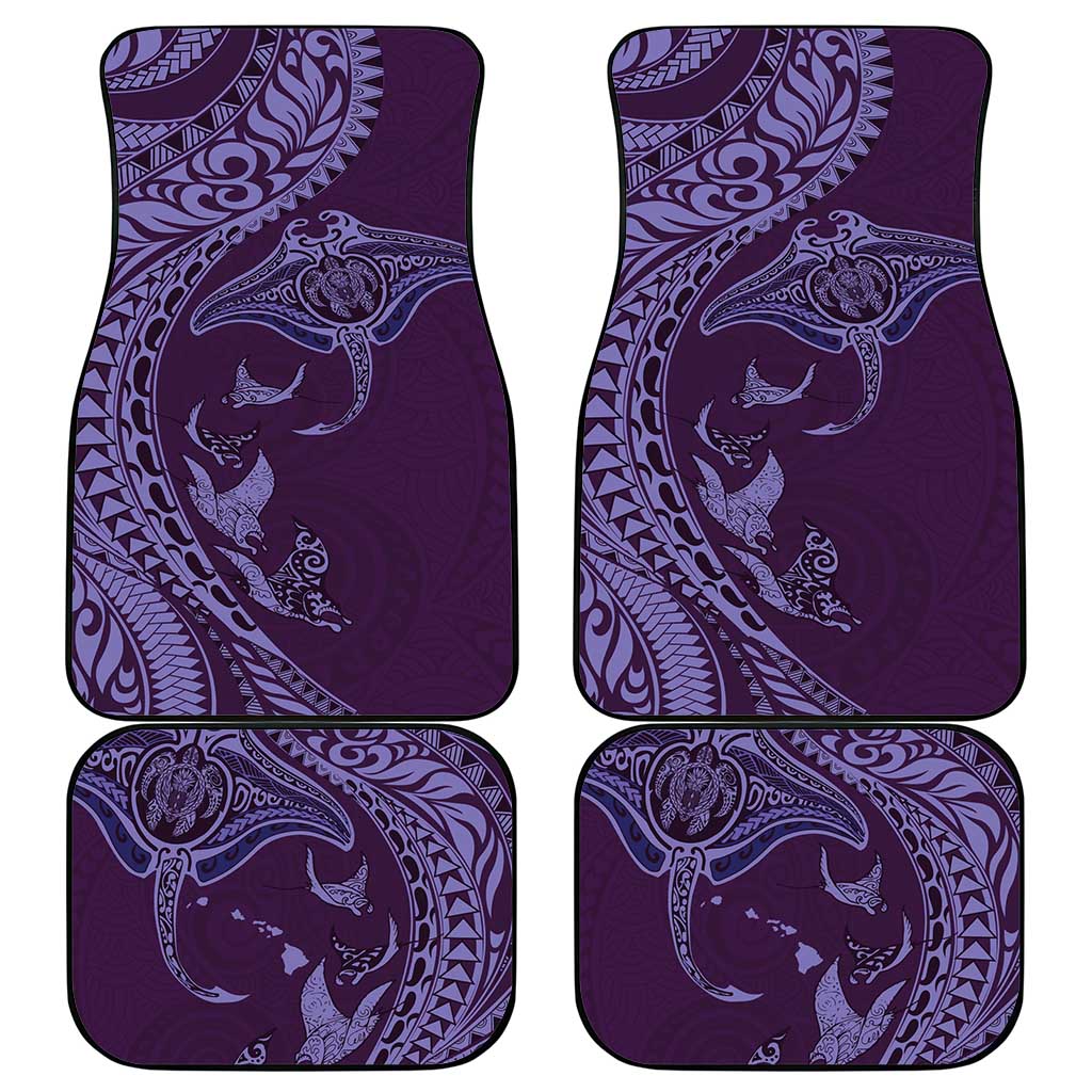 Hawaiian Manta Ray and Polynesian Tribal Tattoo Car Mats Purple Color LT03 - Polynesian Pride