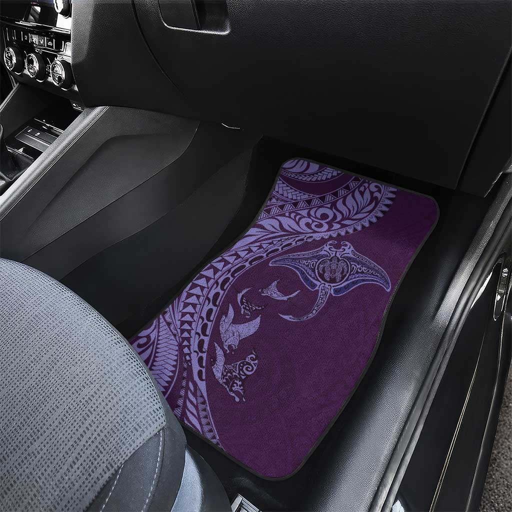 Hawaiian Manta Ray and Polynesian Tribal Tattoo Car Mats Purple Color LT03 - Polynesian Pride
