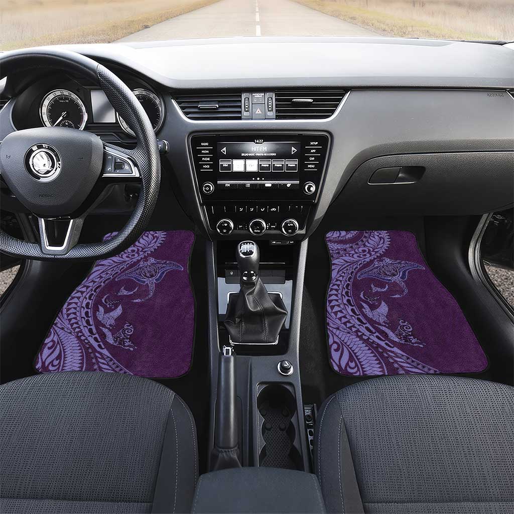 Hawaiian Manta Ray and Polynesian Tribal Tattoo Car Mats Purple Color LT03 Set 2pcs - Front Purple - Polynesian Pride