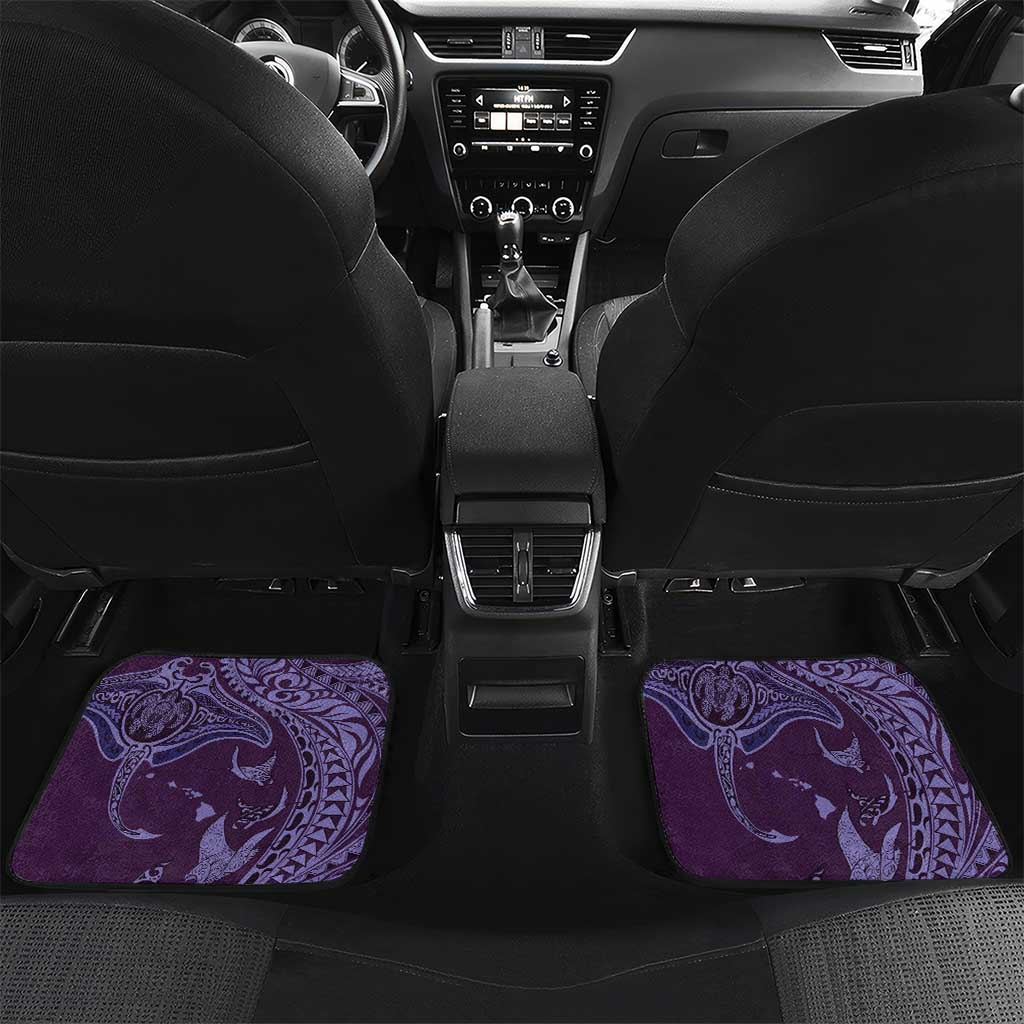 Hawaiian Manta Ray and Polynesian Tribal Tattoo Car Mats Purple Color LT03 Set 2pcs - Back Purple - Polynesian Pride