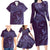 Hawaiian Manta Ray and Polynesian Tribal Tattoo Family Matching Long Sleeve Bodycon Dress and Hawaiian Shirt Purple Color LT03