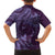 Hawaiian Manta Ray and Polynesian Tribal Tattoo Family Matching Off The Shoulder Long Sleeve Dress and Hawaiian Shirt Purple Color LT03