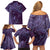 Hawaiian Manta Ray and Polynesian Tribal Tattoo Family Matching Off Shoulder Short Dress and Hawaiian Shirt Purple Color LT03