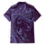 Hawaiian Manta Ray and Polynesian Tribal Tattoo Family Matching Off Shoulder Short Dress and Hawaiian Shirt Purple Color LT03