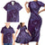 Hawaiian Manta Ray and Polynesian Tribal Tattoo Family Matching Short Sleeve Bodycon Dress and Hawaiian Shirt Purple Color LT03