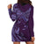 Hawaiian Manta Ray and Polynesian Tribal Tattoo Hoodie Dress Purple Color LT03