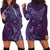 Hawaiian Manta Ray and Polynesian Tribal Tattoo Hoodie Dress Purple Color LT03