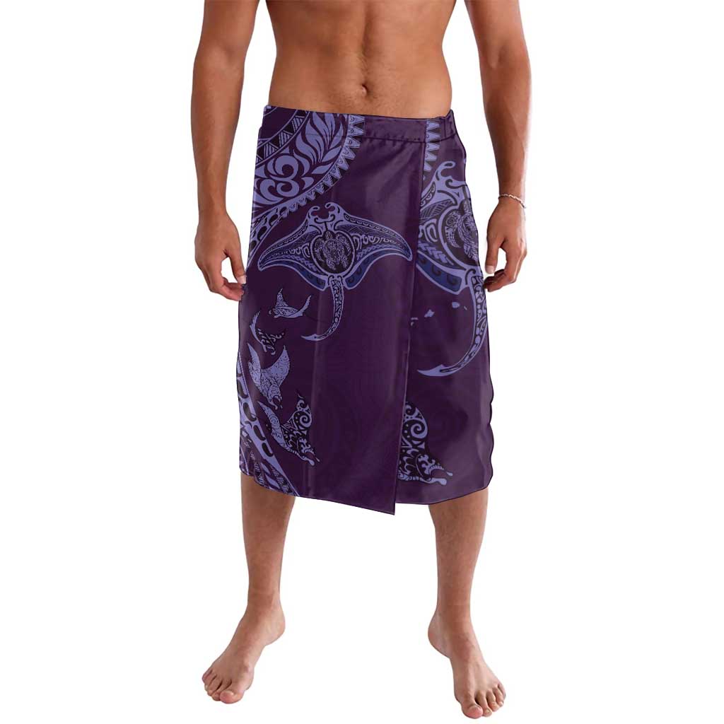 Hawaiian Manta Ray and Polynesian Tribal Tattoo Lavalava Purple Color LT03