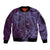 Hawaiian Manta Ray and Polynesian Tribal Tattoo Sleeve Zip Bomber Jacket Purple Color LT03