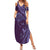 Hawaiian Manta Ray and Polynesian Tribal Tattoo Summer Maxi Dress Purple Color LT03