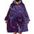 Hawaiian Manta Ray and Polynesian Tribal Tattoo Wearable Blanket Hoodie Purple Color LT03