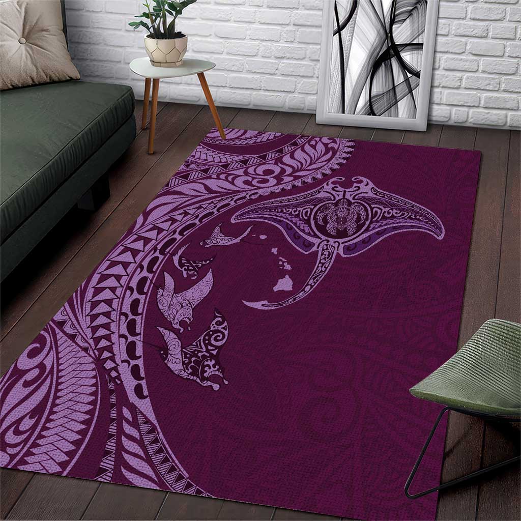 Hawaiian Manta Ray and Polynesian Tribal Tattoo Area Rug Pink Color LT03 Pink - Polynesian Pride