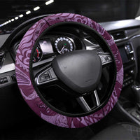 Hawaiian Manta Ray and Polynesian Tribal Tattoo Steering Wheel Cover Pink Color LT03 Universal Fit Pink - Polynesian Pride