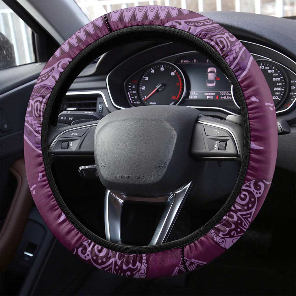 Hawaiian Manta Ray and Polynesian Tribal Tattoo Steering Wheel Cover Pink Color LT03 - Polynesian Pride