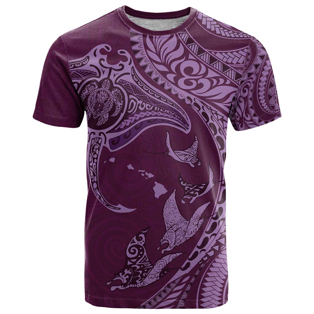 Hawaiian Manta Ray and Polynesian Tribal Tattoo T Shirt Pink Color LT03 Pink - Polynesian Pride