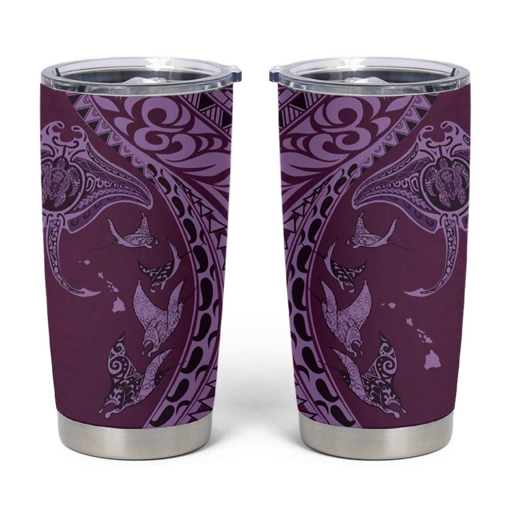 Hawaiian Manta Ray and Polynesian Tribal Tattoo Tumbler Cup Pink Color LT03 Pink - Polynesian Pride