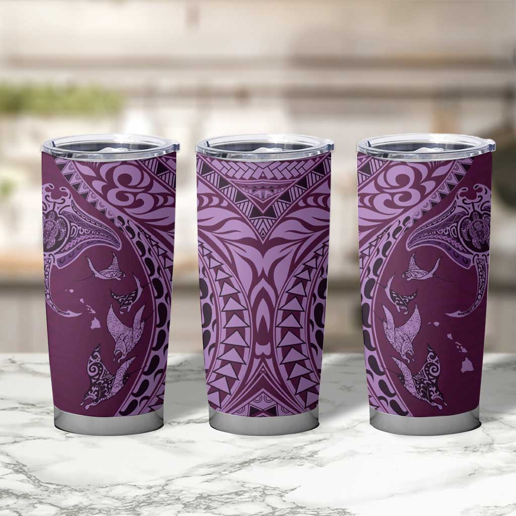 Hawaiian Manta Ray and Polynesian Tribal Tattoo Tumbler Cup Pink Color LT03 - Polynesian Pride