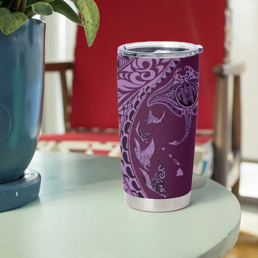 Hawaiian Manta Ray and Polynesian Tribal Tattoo Tumbler Cup Pink Color LT03 - Polynesian Pride