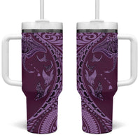Hawaiian Manta Ray and Polynesian Tribal Tattoo Tumbler With Handle Pink Color LT03 One Size: 40 oz Pink - Polynesian Pride