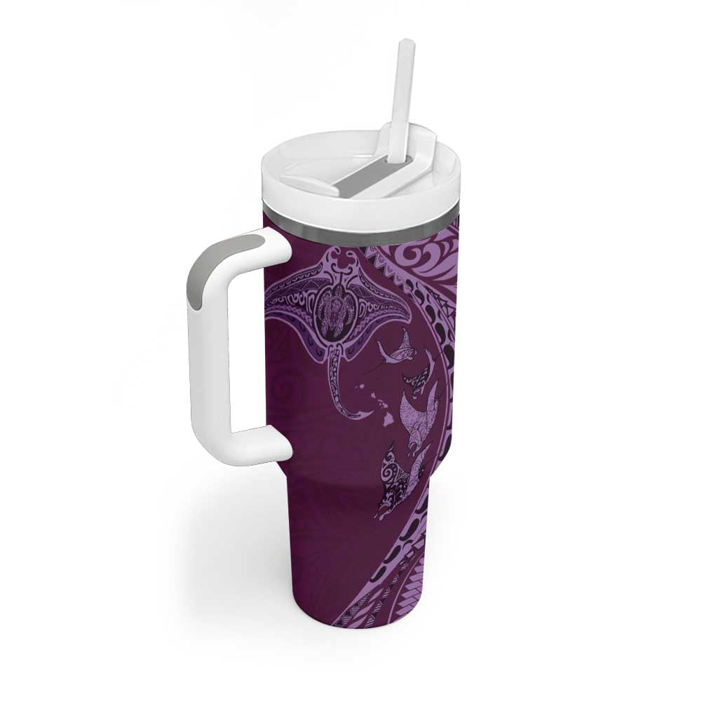 Hawaiian Manta Ray and Polynesian Tribal Tattoo Tumbler With Handle Pink Color LT03 - Polynesian Pride