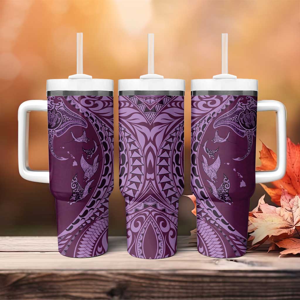 Hawaiian Manta Ray and Polynesian Tribal Tattoo Tumbler With Handle Pink Color LT03 - Polynesian Pride