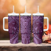 Hawaiian Manta Ray and Polynesian Tribal Tattoo Tumbler With Handle Pink Color LT03 - Polynesian Pride