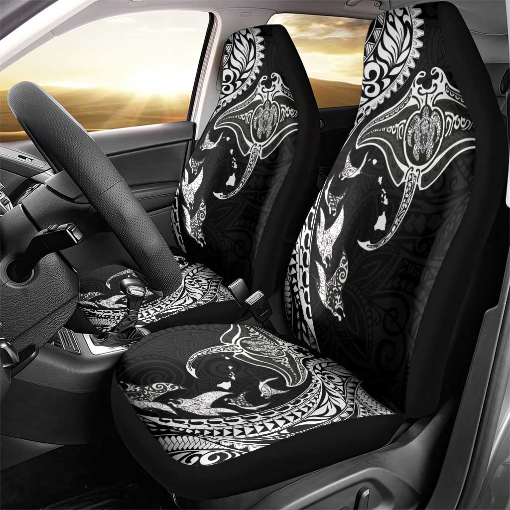 Hawaiian Manta Ray and Polynesian Tribal Tattoo Car Seat Cover Black Color LT03 - Polynesian Pride
