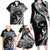 Hawaiian Manta Ray and Polynesian Tribal Tattoo Family Matching Long Sleeve Bodycon Dress and Hawaiian Shirt Black Color LT03