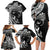 Hawaiian Manta Ray and Polynesian Tribal Tattoo Family Matching Long Sleeve Bodycon Dress and Hawaiian Shirt Black Color LT03