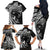 Hawaiian Manta Ray and Polynesian Tribal Tattoo Family Matching Off The Shoulder Long Sleeve Dress and Hawaiian Shirt Black Color LT03