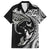 Hawaiian Manta Ray and Polynesian Tribal Tattoo Family Matching Off Shoulder Short Dress and Hawaiian Shirt Black Color LT03