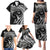 Hawaiian Manta Ray and Polynesian Tribal Tattoo Family Matching Puletasi and Hawaiian Shirt Black Color LT03