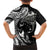 Hawaiian Manta Ray and Polynesian Tribal Tattoo Family Matching Short Sleeve Bodycon Dress and Hawaiian Shirt Black Color LT03