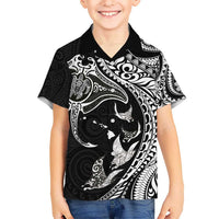 Hawaiian Manta Ray and Polynesian Tribal Tattoo Hawaiian Shirt Black Color LT03 - Polynesian Pride