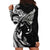 Hawaiian Manta Ray and Polynesian Tribal Tattoo Hoodie Dress Black Color LT03