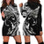 Hawaiian Manta Ray and Polynesian Tribal Tattoo Hoodie Dress Black Color LT03