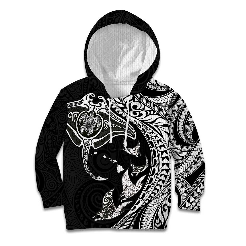 Hawaiian Manta Ray and Polynesian Tribal Tattoo Kid Hoodie Black Color LT03 Hoodie Black - Polynesian Pride