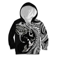 Hawaiian Manta Ray and Polynesian Tribal Tattoo Kid Hoodie Black Color LT03 Hoodie Black - Polynesian Pride
