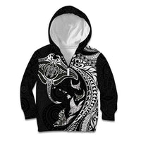Hawaiian Manta Ray and Polynesian Tribal Tattoo Kid Hoodie Black Color LT03 Zip Hoodie Black - Polynesian Pride