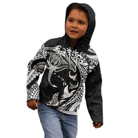 Hawaiian Manta Ray and Polynesian Tribal Tattoo Kid Hoodie Black Color LT03 - Polynesian Pride