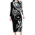 Hawaiian Manta Ray and Polynesian Tribal Tattoo Long Sleeve Bodycon Dress Black Color LT03