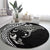 Hawaiian Manta Ray and Polynesian Tribal Tattoo Round Carpet Black Color LT03