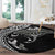 Hawaiian Manta Ray and Polynesian Tribal Tattoo Round Carpet Black Color LT03