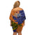 Papua New Guinea New Ireland Province Off Shoulder Short Dress PNG Birds Of Paradise Polynesian Arty Style LT03 - Polynesian Pride