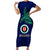 Papua New Guinea Bougainville Short Sleeve Bodycon Dress PNG Birds Of Paradise Polynesian Arty Style LT03 Long Dress Blue - Polynesian Pride