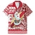 Hawaii Mele Kalikimaka Family Matching Off Shoulder Long Sleeve Dress and Hawaiian Shirt Santa Claus Surfing with Hawaiian Pattern Striped Red Style LT03 Dad's Shirt - Short Sleeve Red - Polynesian Pride