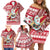 Hawaii Mele Kalikimaka Family Matching Off Shoulder Short Dress and Hawaiian Shirt Santa Claus Surfing with Hawaiian Pattern Striped Red Style LT03 - Polynesian Pride