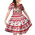 Hawaii Mele Kalikimaka Family Matching Puletasi Dress and Hawaiian Shirt Santa Claus Surfing with Hawaiian Pattern Striped Red Style LT03 Daughter's Dress Red - Polynesian Pride