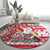 Hawaii Mele Kalikimaka Round Carpet Santa Claus Surfing with Hawaiian Pattern Striped Red Style LT03 - Polynesian Pride